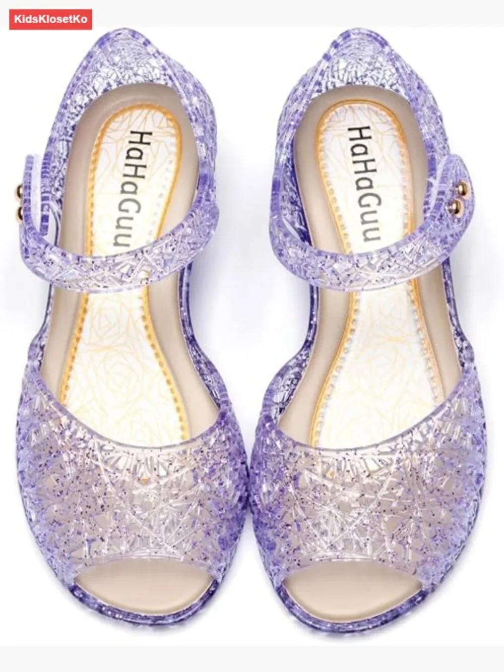 Girls Jelly Princess Flats Sandals Dress Up Cosplay Shoes